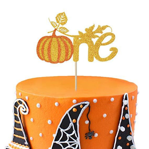 Pumpkin One Cake Topper 1st First Birthday Glitter Fall Baby Shower Party Favors Decorations 1 set